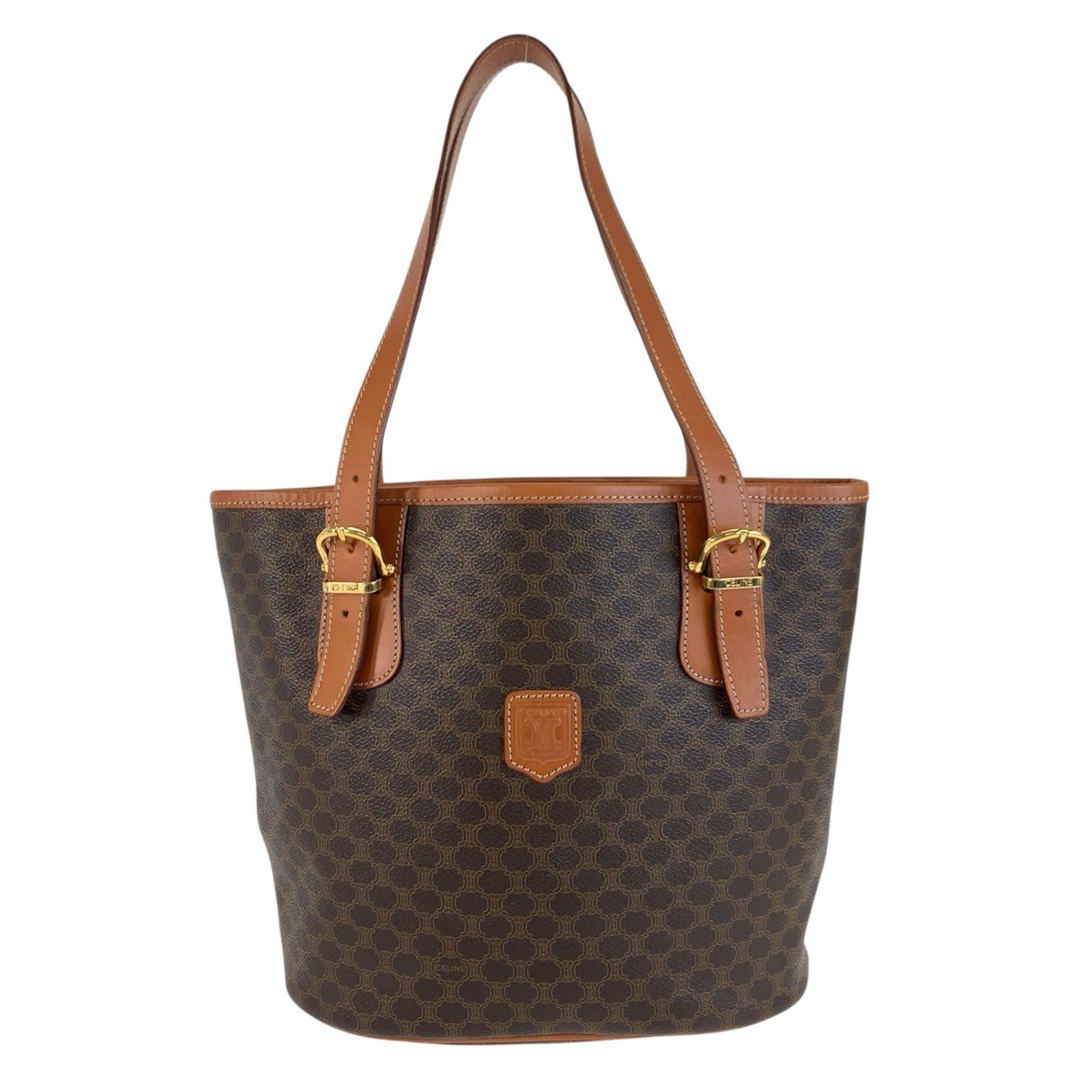 CELINE Macadam MC97/2 Tote Bag Shoulder Bag Brown Gold Hardware PVC/leather