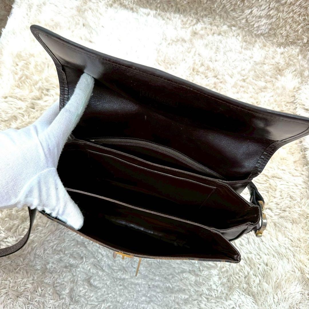 Fendi Zucca FF Monogram Shoulder Bag Vintage Classic Flap Canvas Leather Brown