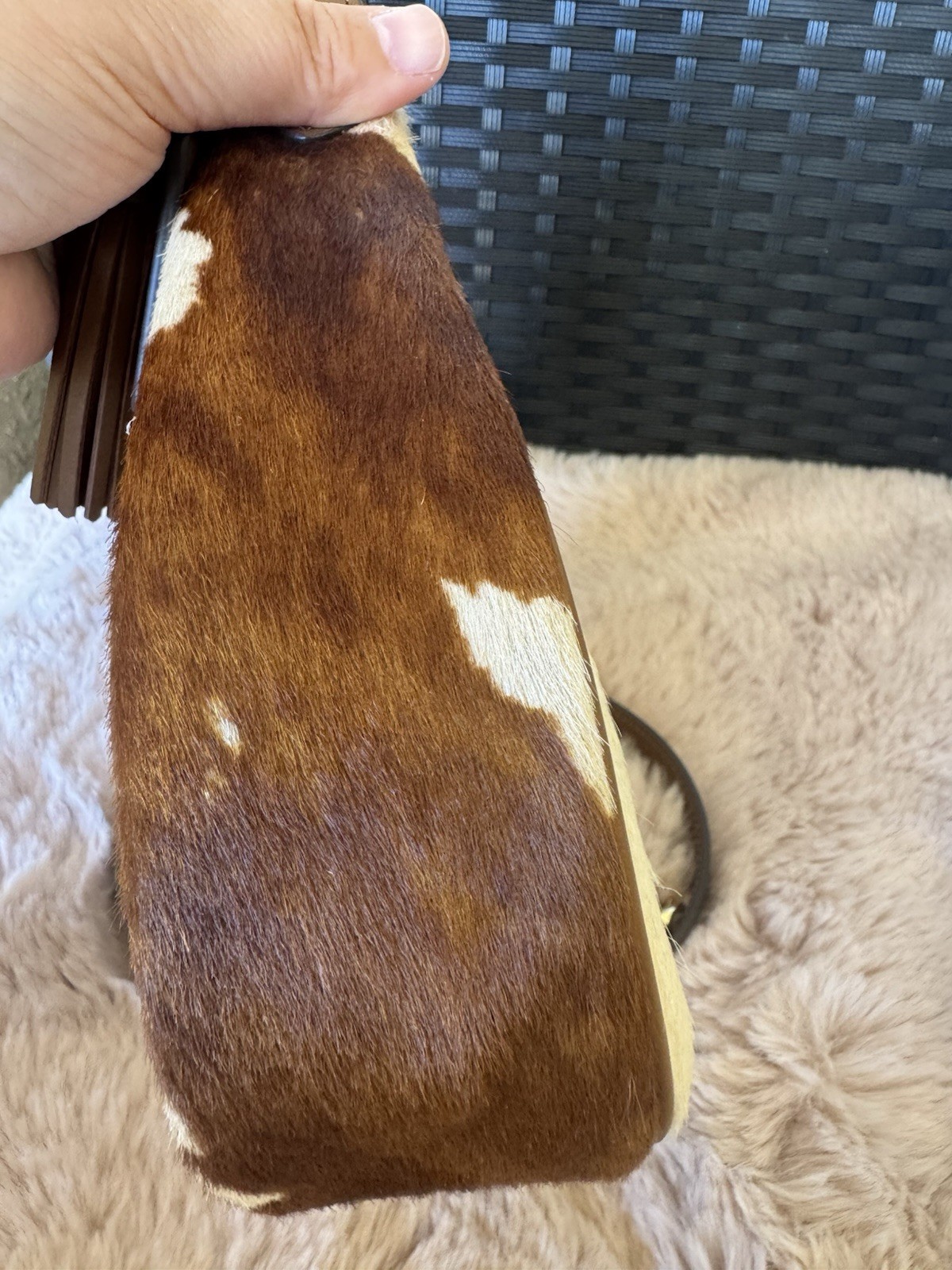 Coach Emily Shoulder Bag In Haircalf With Cow Print CDX23 Gold/Cow Multi