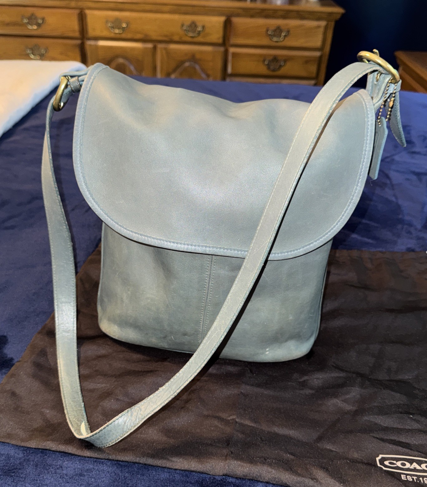 Vintage Coach Blue Whitney Bag 1994 4115 USA w/ Tag Dust bag
