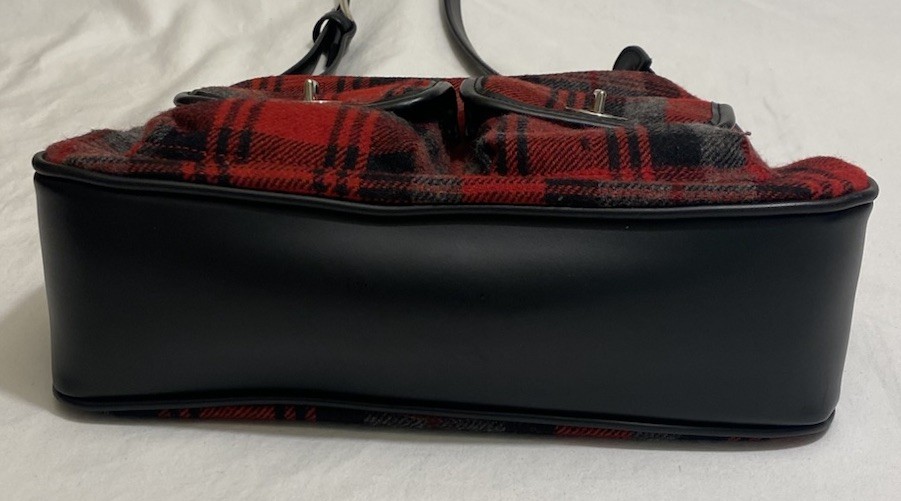 St John’s Bay Wool Blend Red & Black Tartan-Plaid Small Shoulder Bag Purse EUC