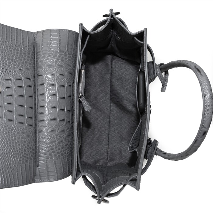 Raviani Crocodile Leather Satchel Bag W/Crystals & Shoulder Strap