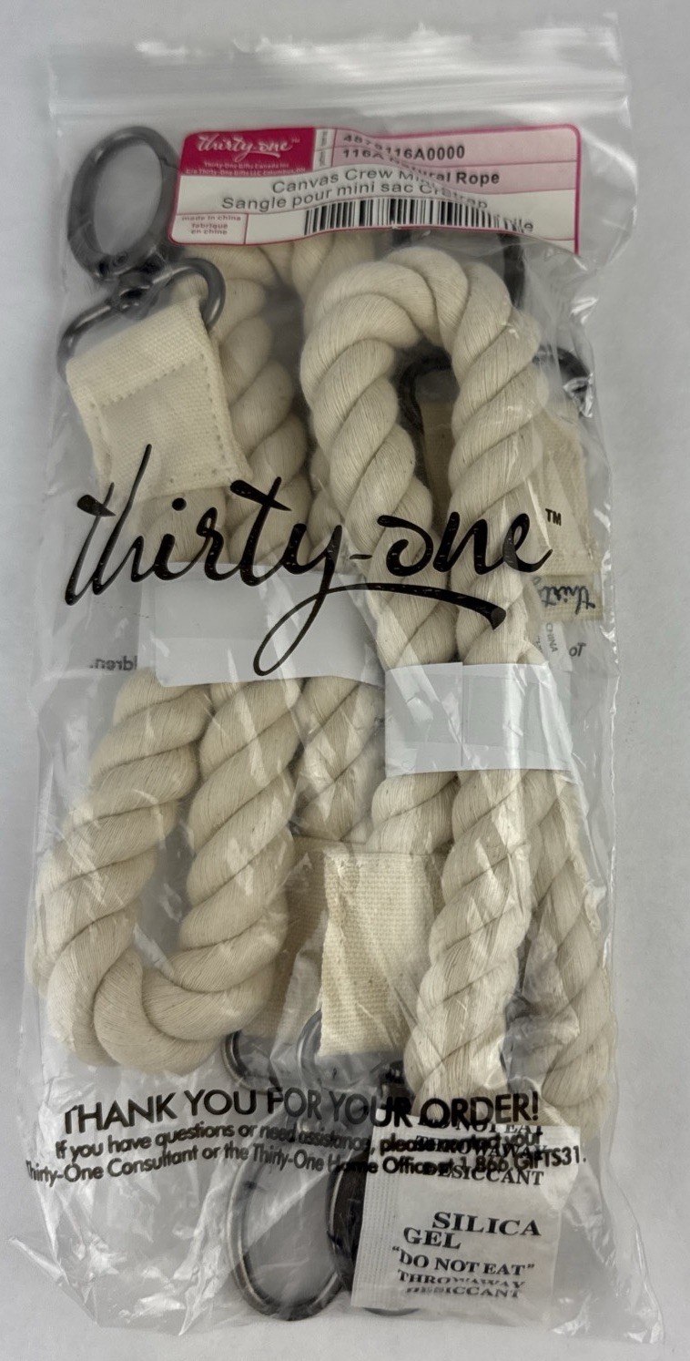 Thirty One Canvas Crew Double Strap Natural Rope Shoulder Bag Straps Tote