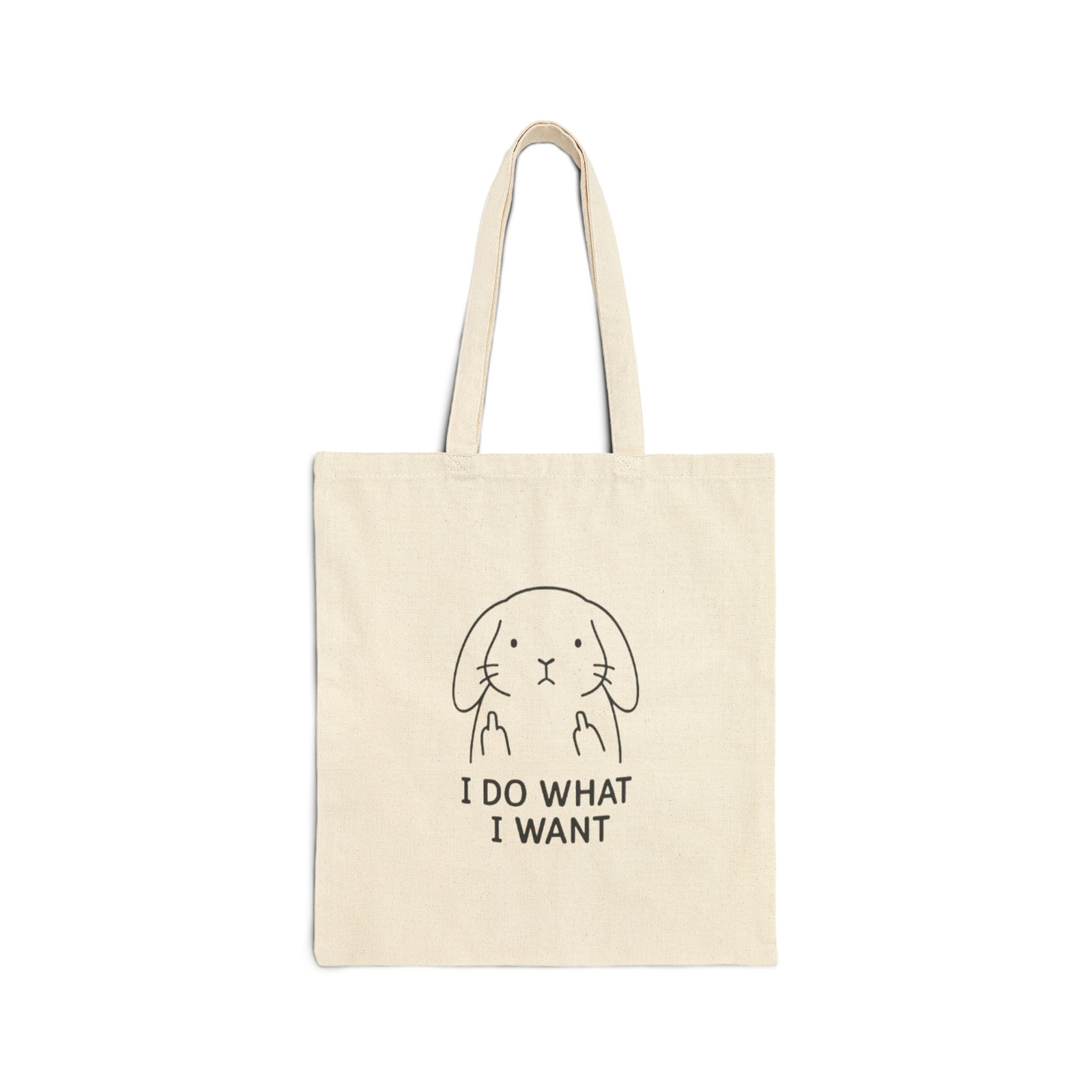 Attitude Sassy Bunny Rabbit Tote Bag Cotton Canvas 15×16 Reinforced Handles