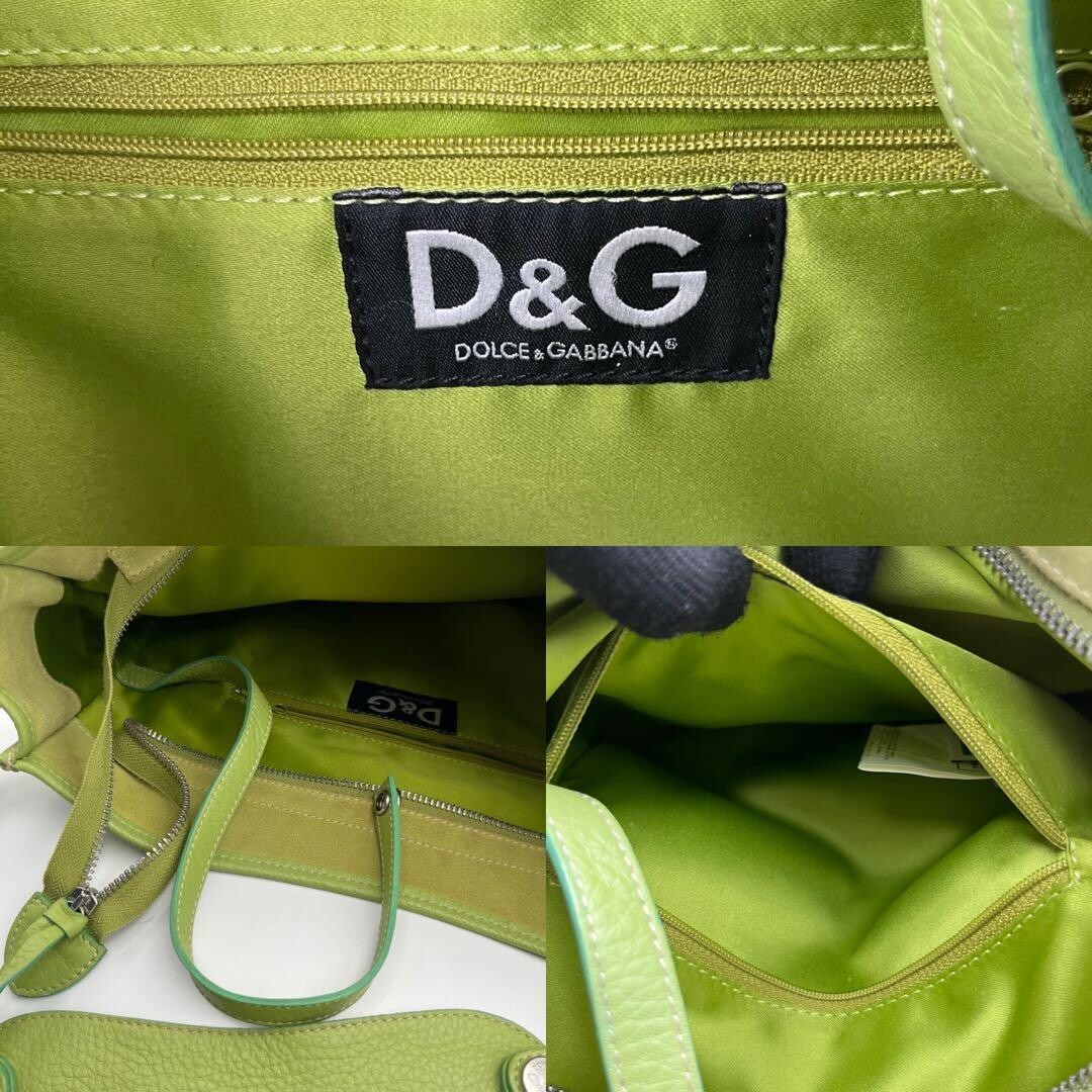 Dolce Gabbana Green Floral Chain Shoulder Bag Silver Metal Large Womens