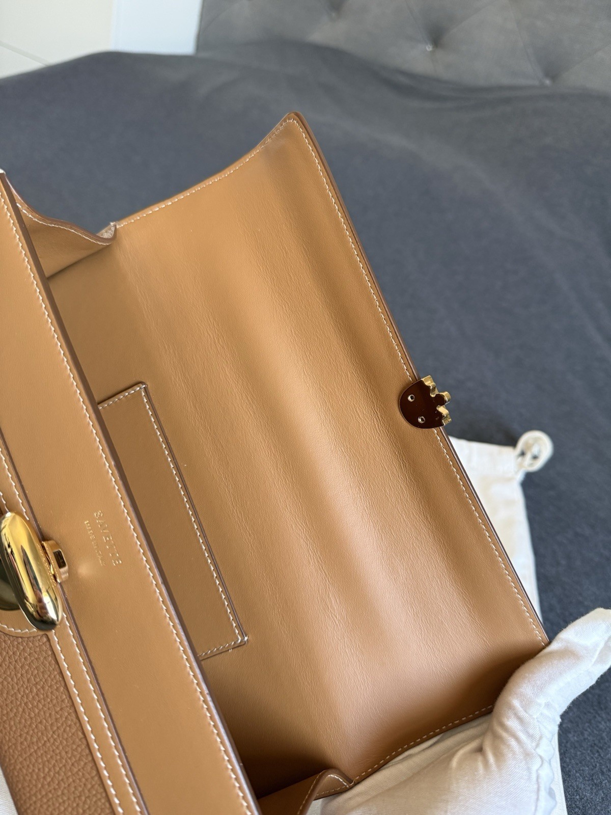 Savette Slim Symmetry Pochette In Saddle Mixed Leathers Limited Edition 2023