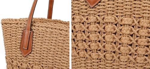 Large Women’s Straw Rattan Woven Shoulder Tote Beach Summer Travel Bag