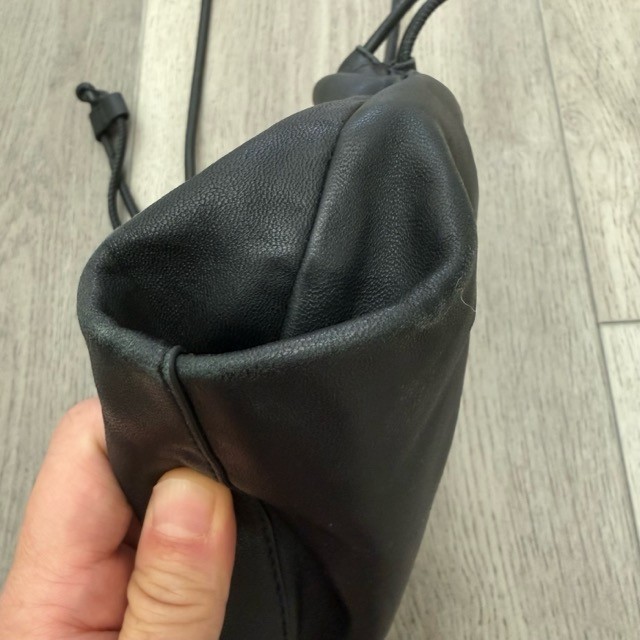 GUC Cos Mini Cavatelli Clutch Crossbody Leather Black Bag Drawstring 10x7x2