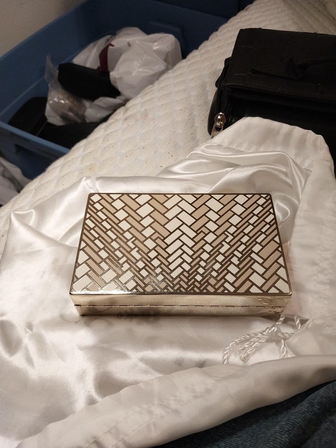 Cole Haan Collection Made in Italy Ivory Enamel Minaudiere Clutch NWT MSRP $1500