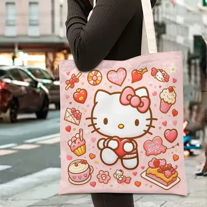 Adorable Hello Kitty Polyester Canvas Style Shoulder/ Tote Bag 13×15