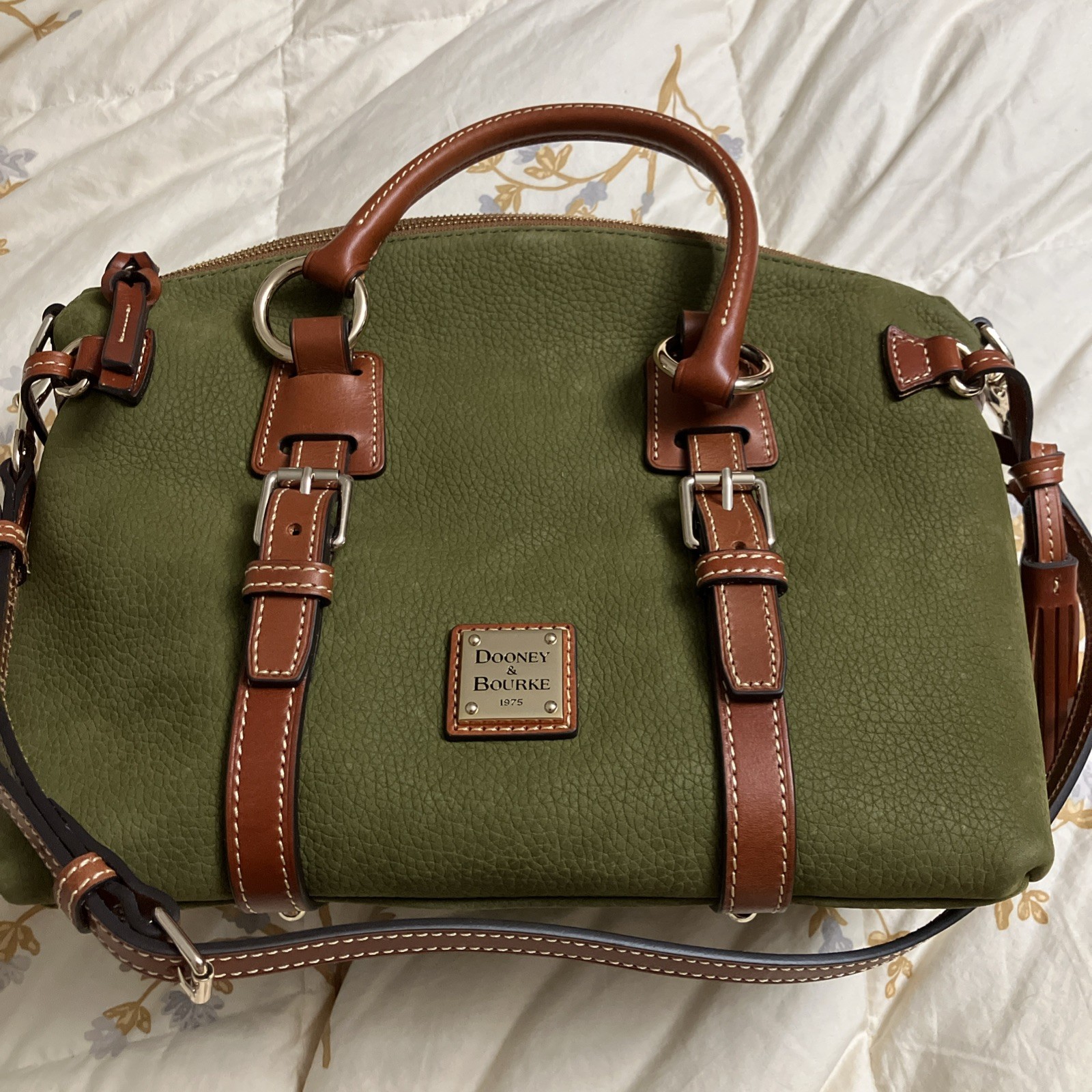 Dooney & Bourke Nubuck Leather Bristol Satchel QVC Martini Olive NWOT