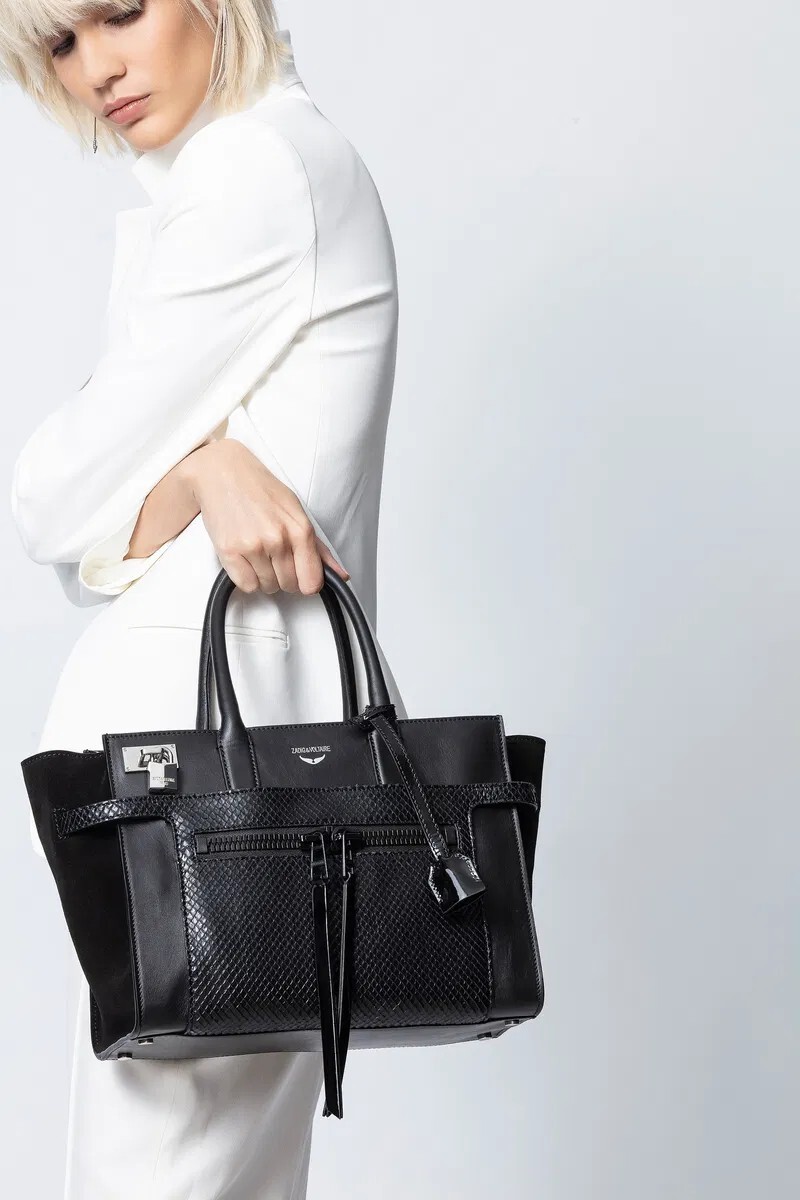 Zadig & Voltaire Candide Zip Keith Mix Leather Bag Black NWT $848+