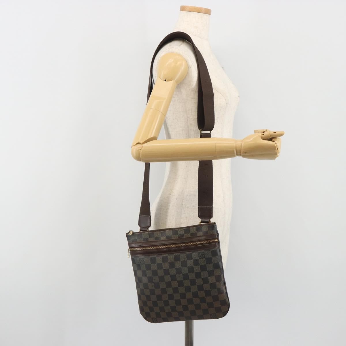 LOUIS VUITTON Damier Ebene Pochette Bosphore Shoulder Bag N51111 LV Auth BA14559