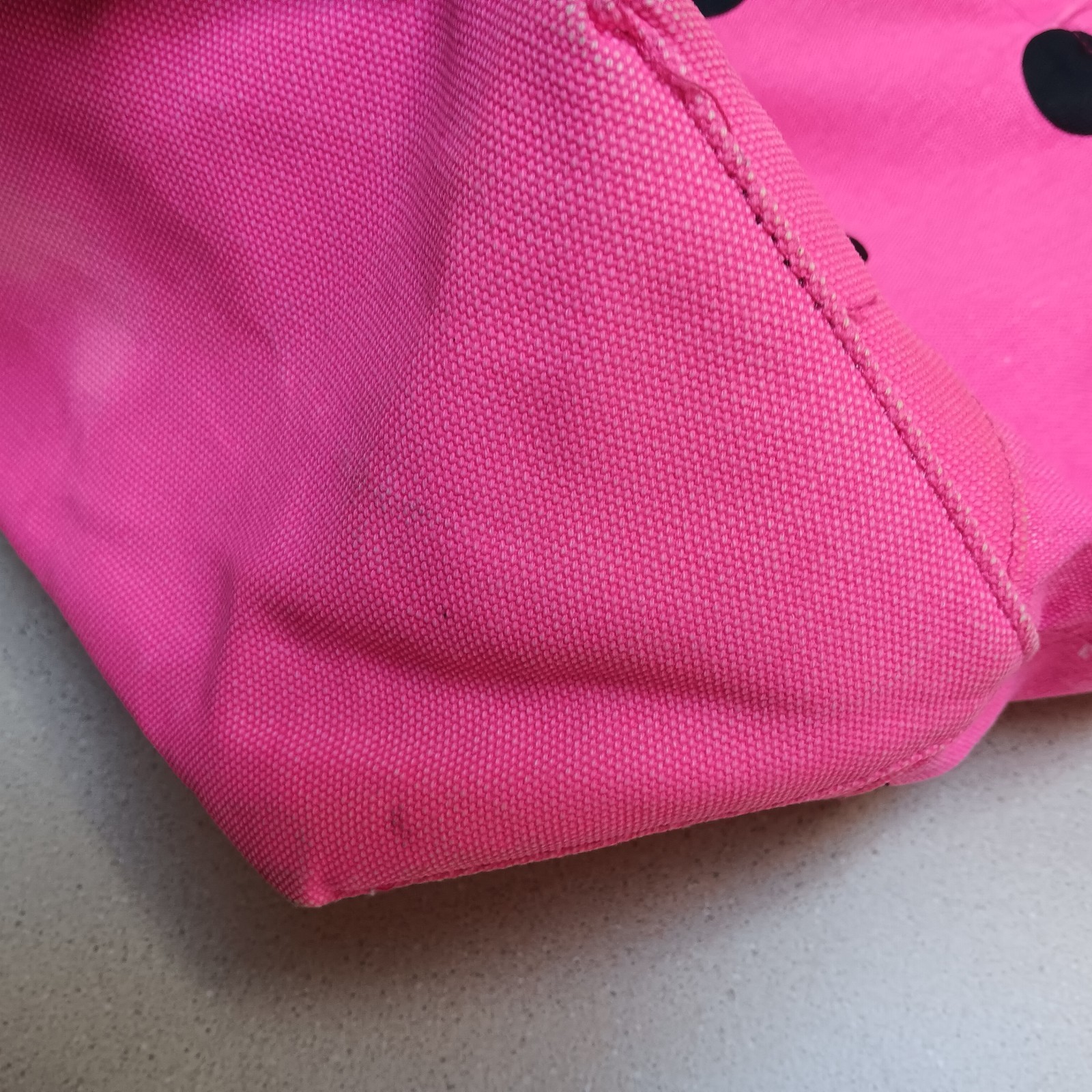 Vintage Y2K Victoria Secret PINK Hot Pink Polka Dot Collegiate Canvas Tote Bag