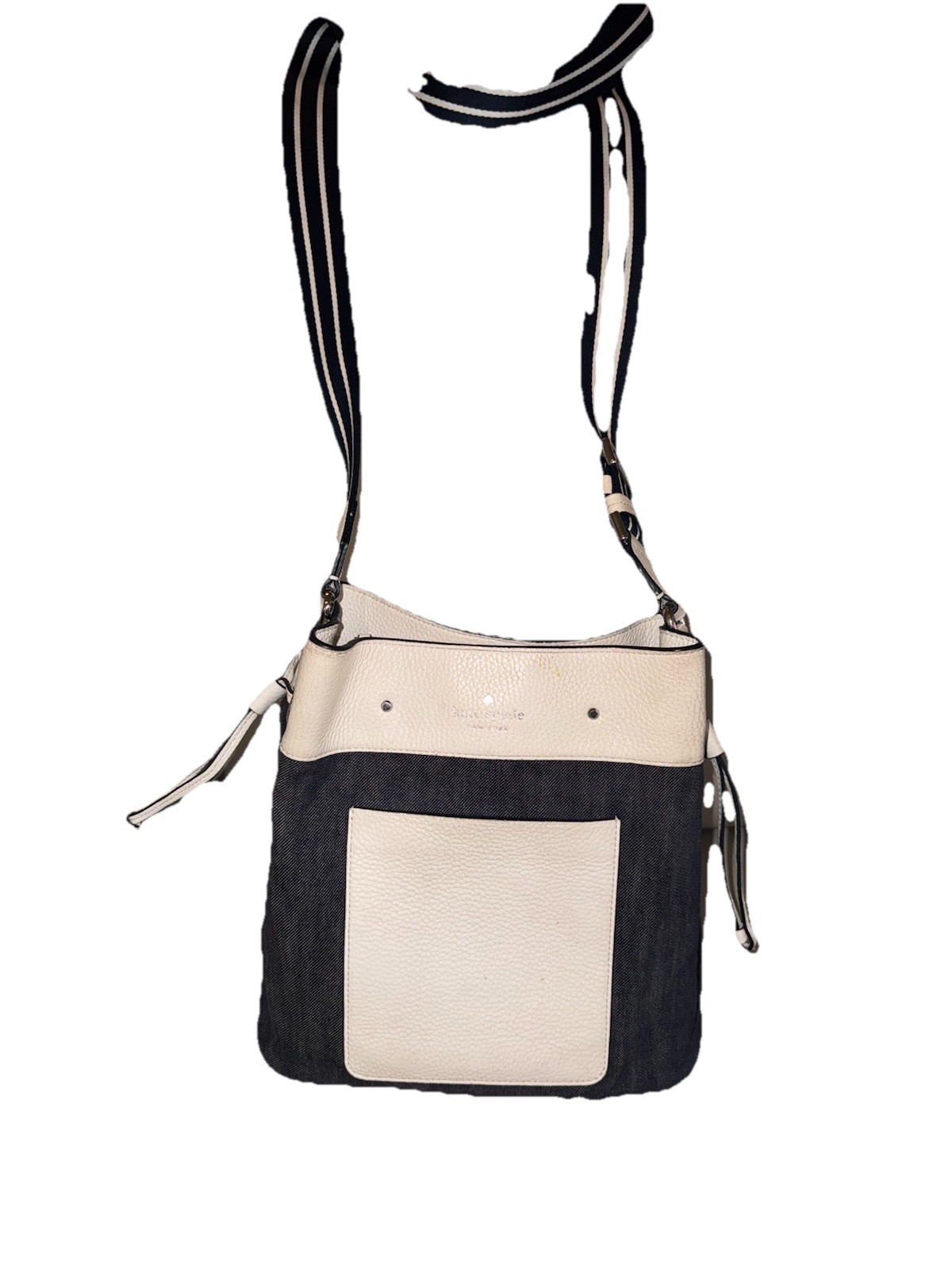Kate Spade Marti Denim/White Leather Bucket Crossbody Bag