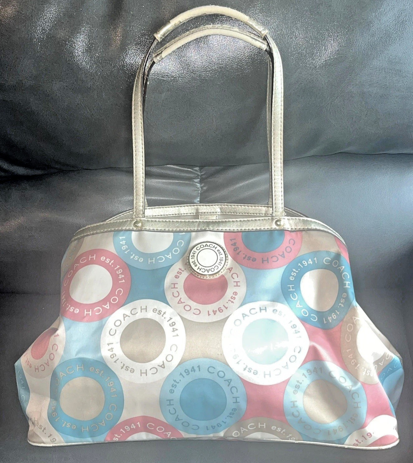 Coach Logo Print Multicolor Tote