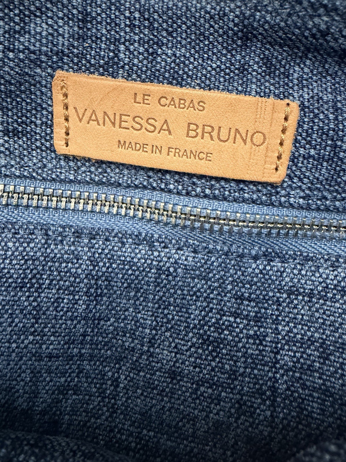 Vanessa Bruno Le Cabas Greyish Blue Linen Tote Bag With Sequins Used & Excellent