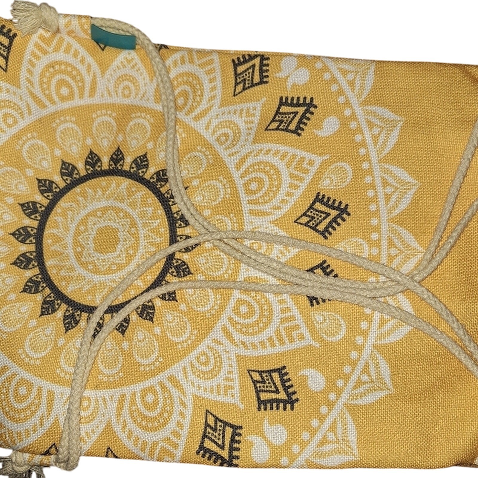 Miomao Yellow Mandala Print Drawstring Backpack Bag Boho Festival Travel