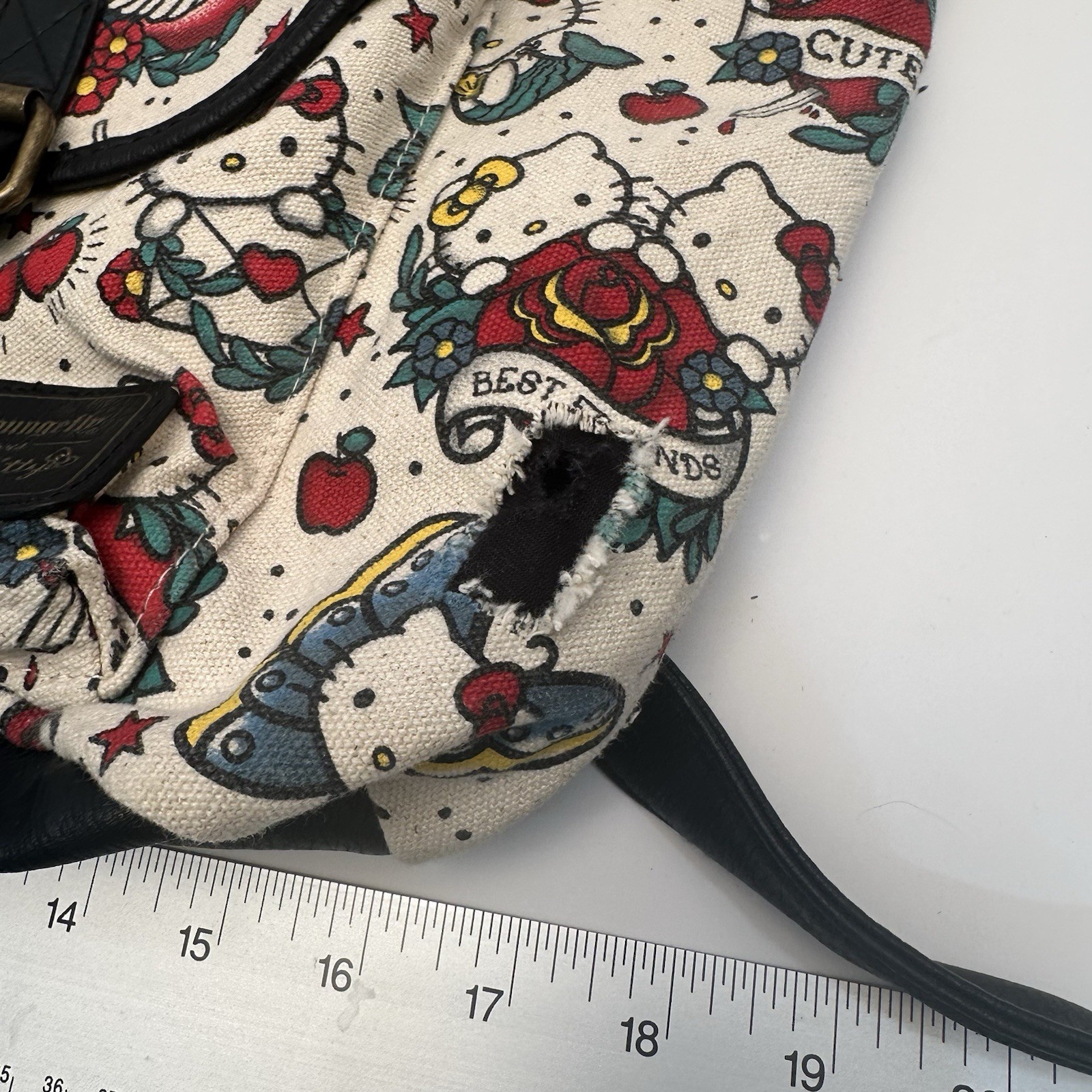 2015 Loungefly Hello Kitty Tattoo Print Drawstring Backpack Purse & Wallet HTF