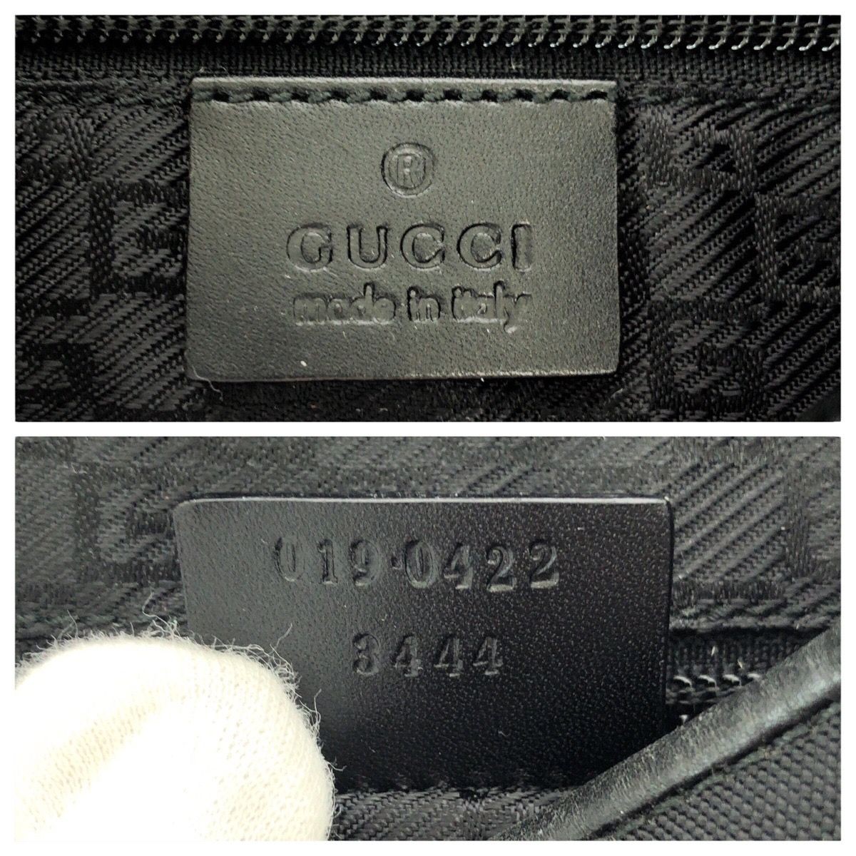 GUCCI Black Silver Canvas Leather Shoulder Bag 21x24x4.5in 70-80in Strap