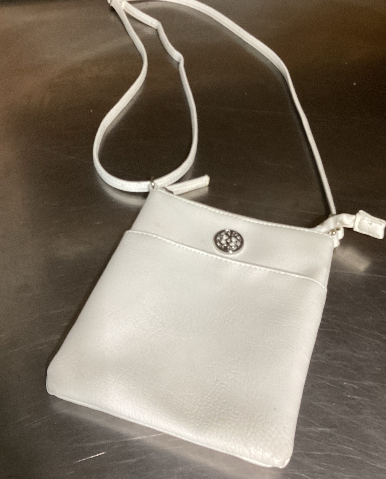 White Crossbody Purse Smaller Size 6” X 7.5”