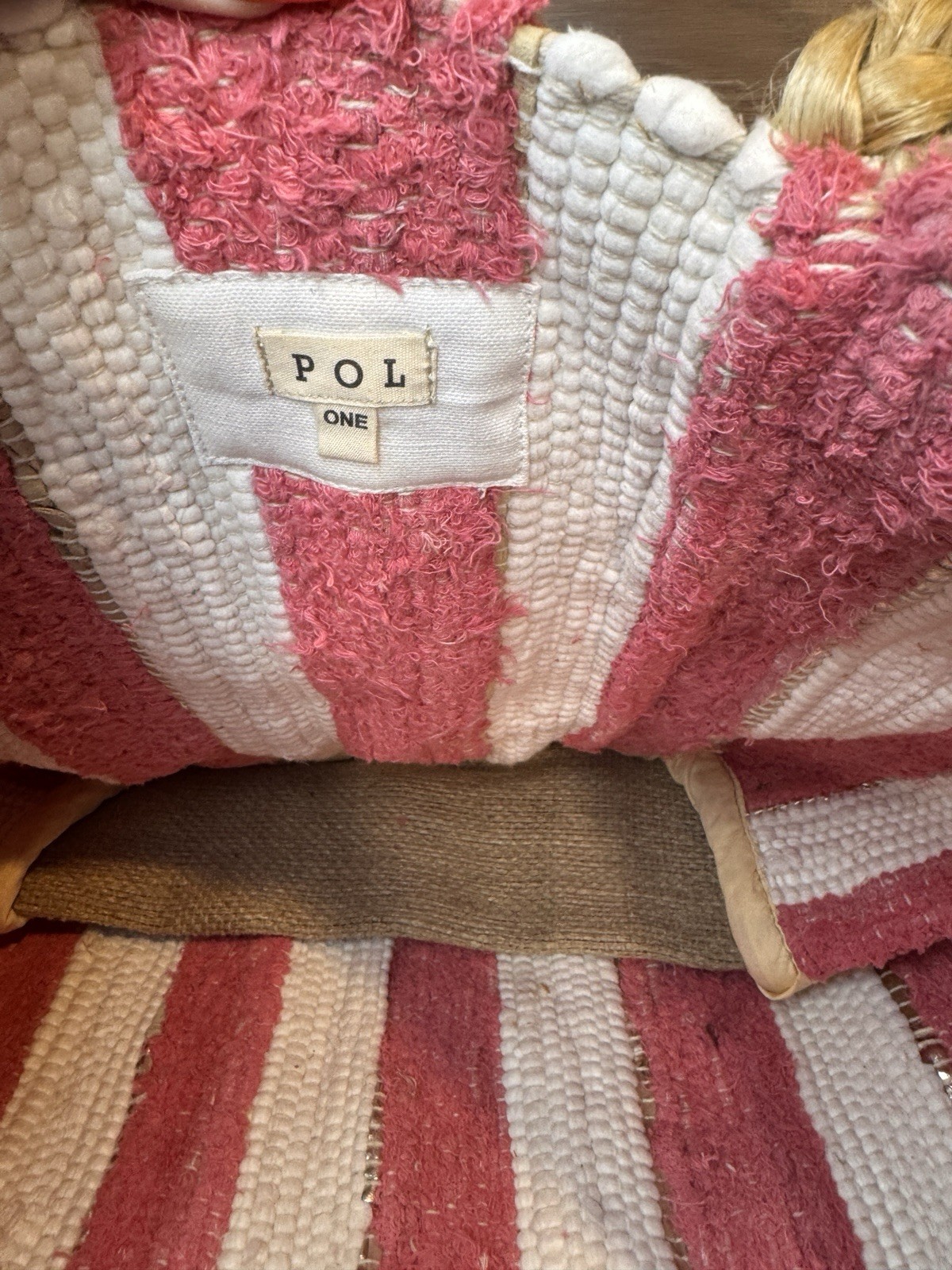 POL Pink And White Striped XL Jute Beach Tote NWT