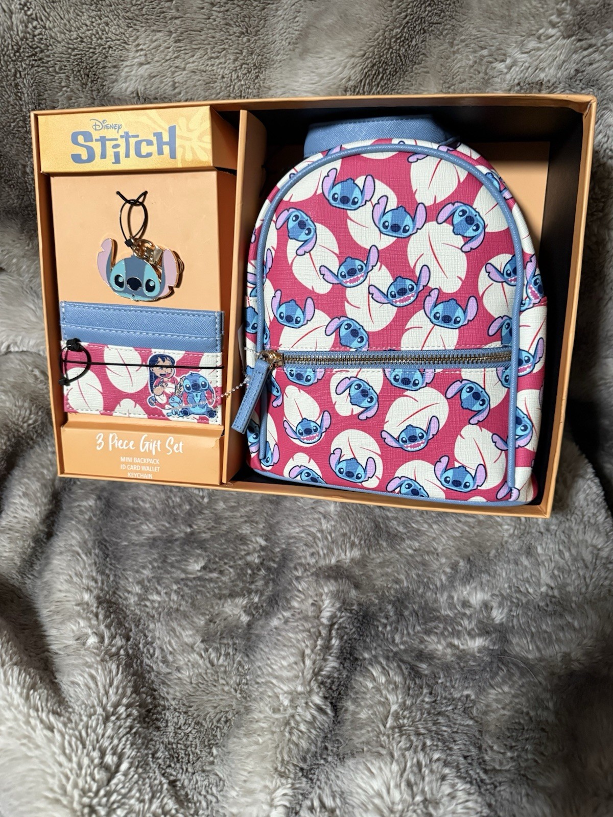 Disney Lilo & Stitch Mini Backpack Bag Card Holder & Key Chain Gift Set New