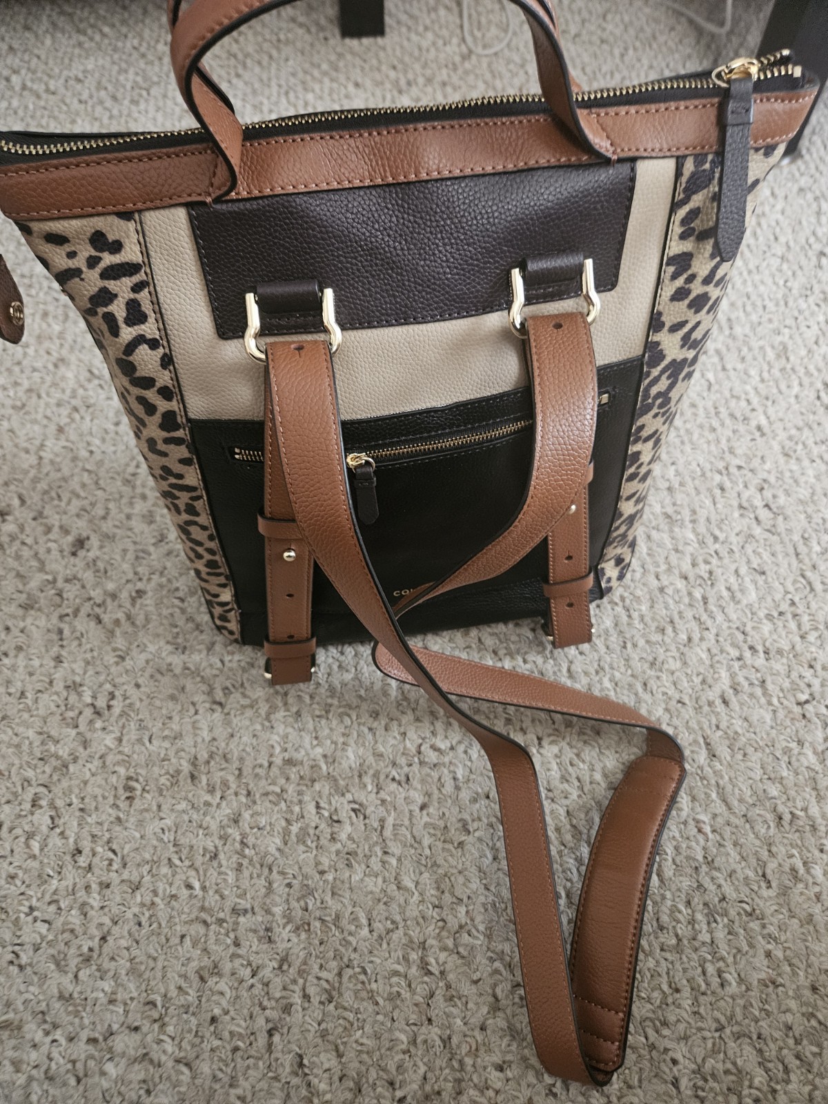 Cole Haan Grand Ambition Convertible Backpack Leopard/Black