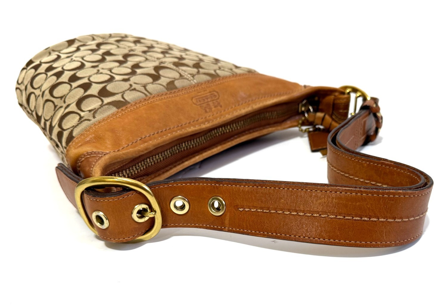NICE COACH Y2K BLEECKER SIG KHAKI C CAMEL TAN MEDIUM DUFFLE CROSSBODY BAG 11437