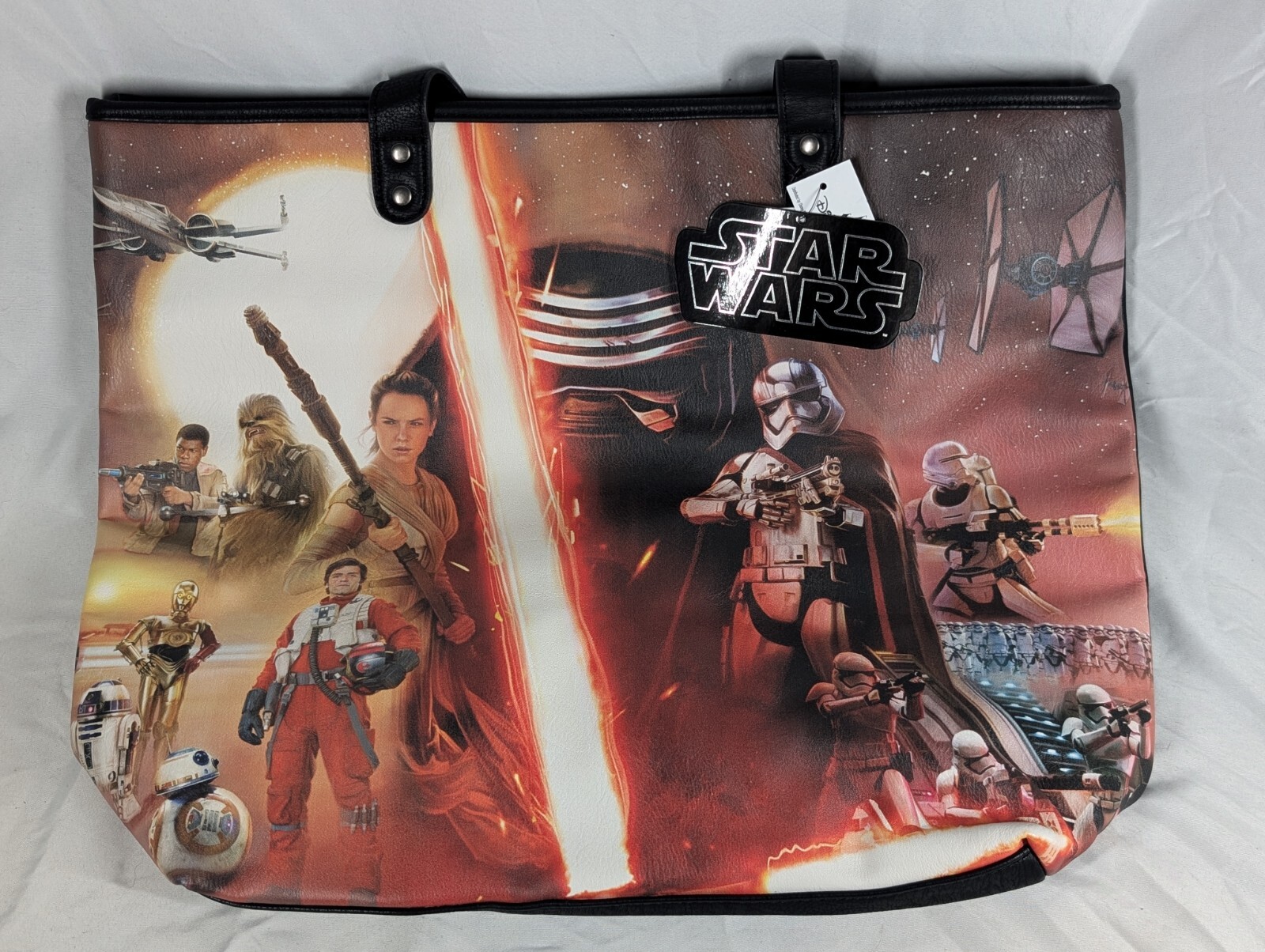 NWT Loungefly Star Wars Shopper Tote Purse Rey Kylo Ren BB8 R2D2 Chewbacca Poe
