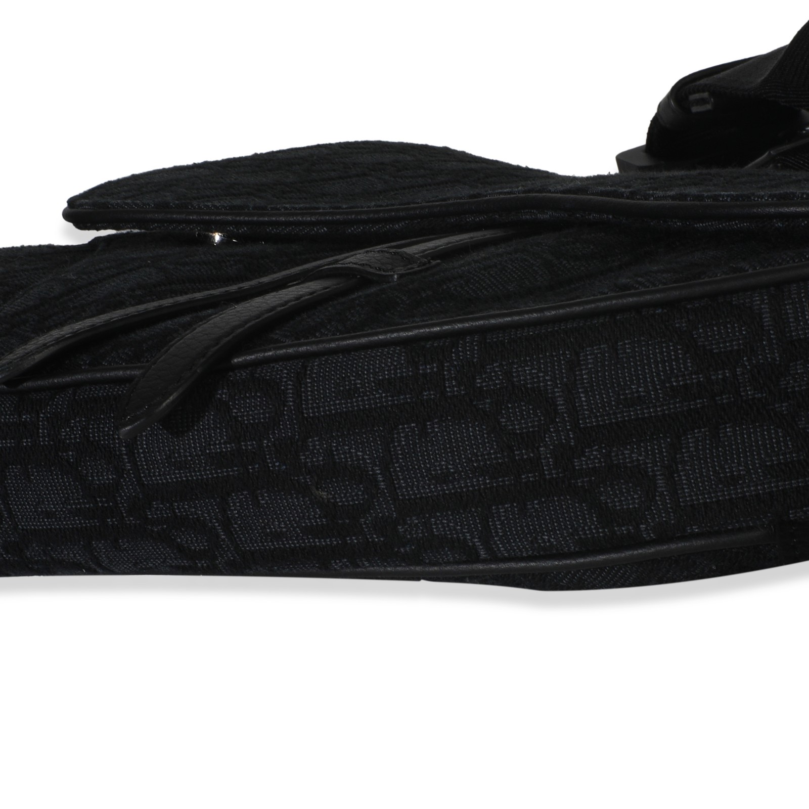 Christian Dior Black Oblique Jacquard Canvas Saddle Crossbody