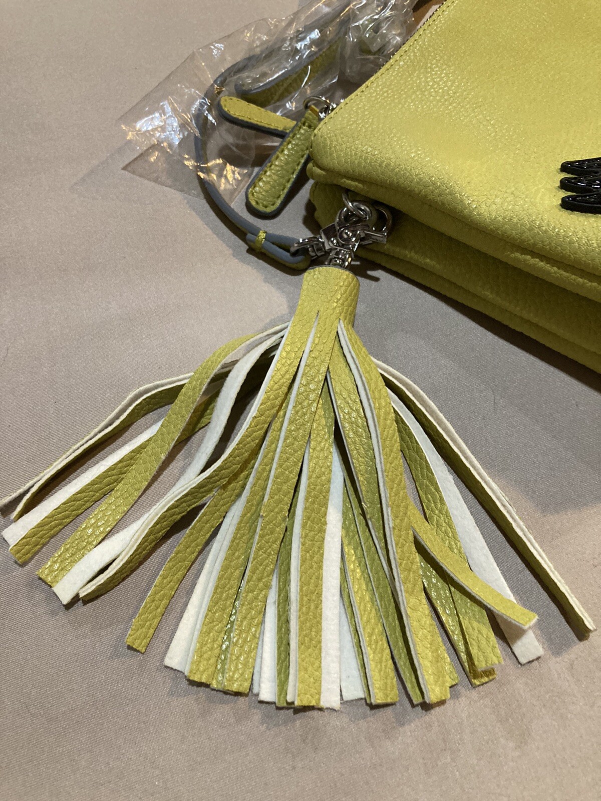 NEW JustFab Just Fab Lime Faux Leather Crossbody Purse with big EYES Fun Kooky!