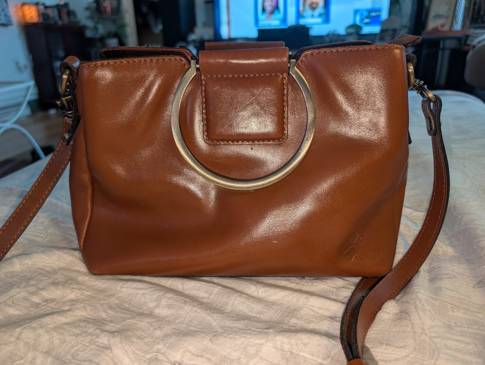 Patricia Nash Brown Empoli Leather Purse Satchel Heritage Collection Crossbody