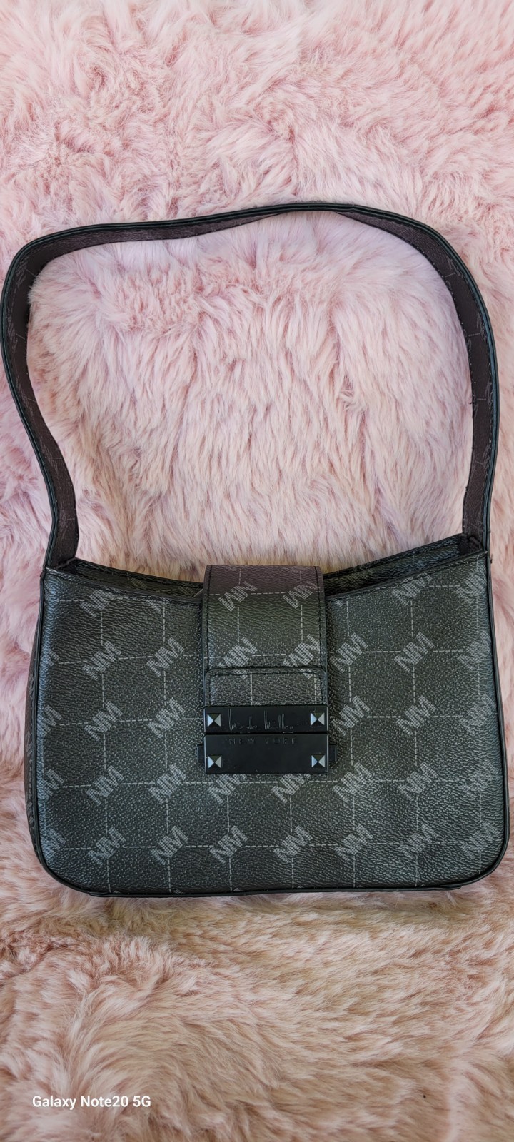 Nicole Miller Silver Shoulder Bag Small Short Strap