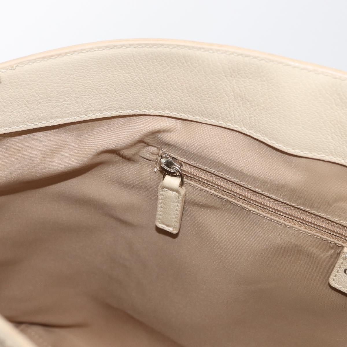 Christian Dior Trotter Canvas Tote Bag Beige Silver Auth 179002A
