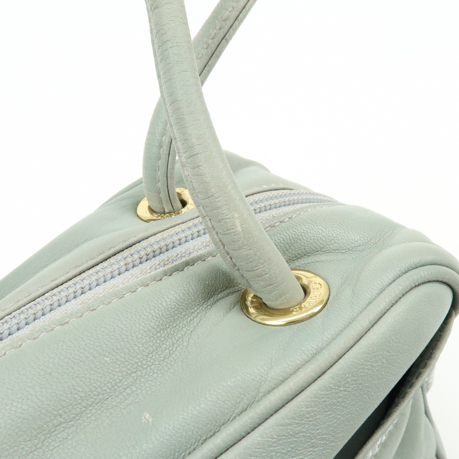LOEWE Anagram Nappa Leather Mini Hand Bag Blue Authentic Used F/S