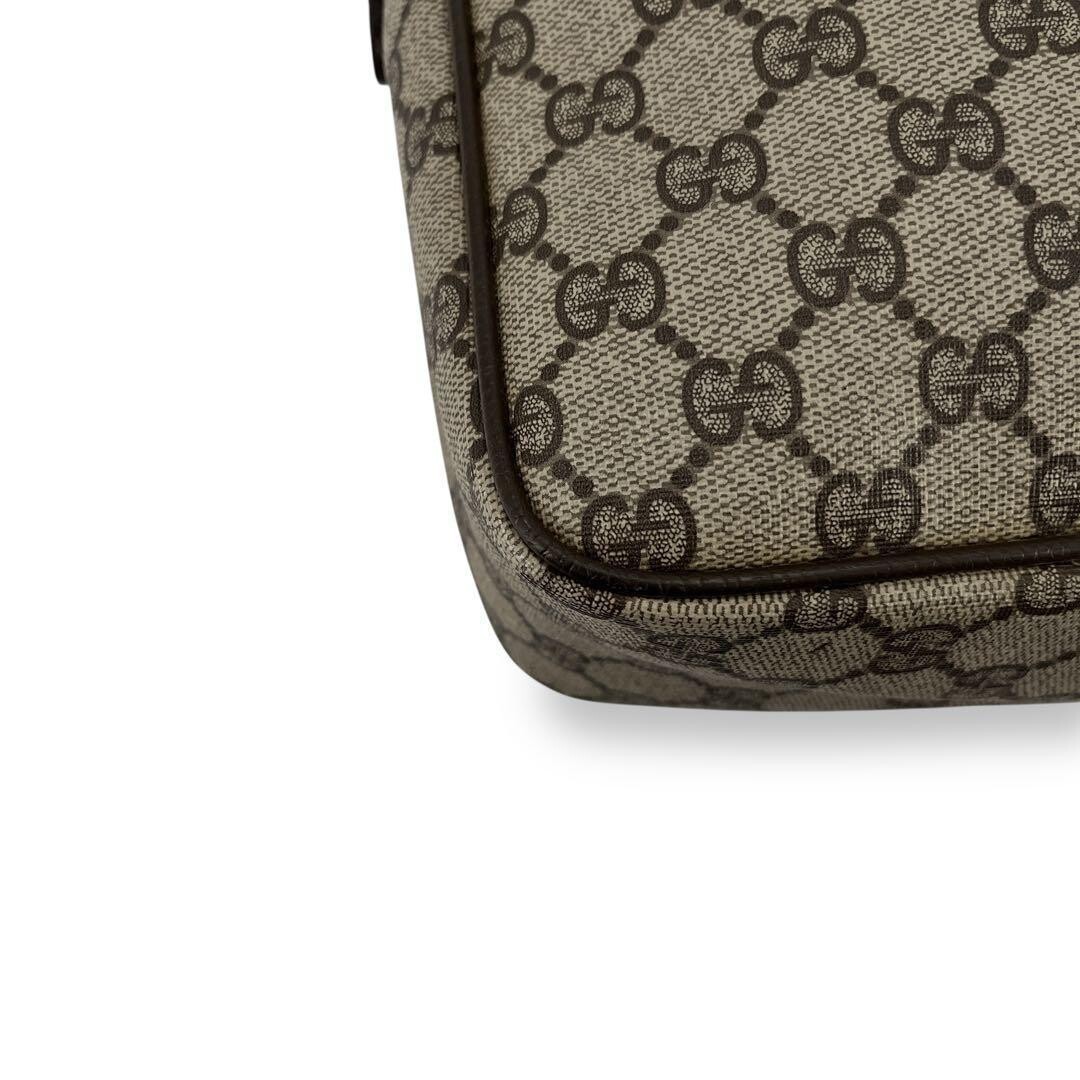 Gucci Mini Boston GG Supreme Web Stripe Handbag Beige Brown Auth
