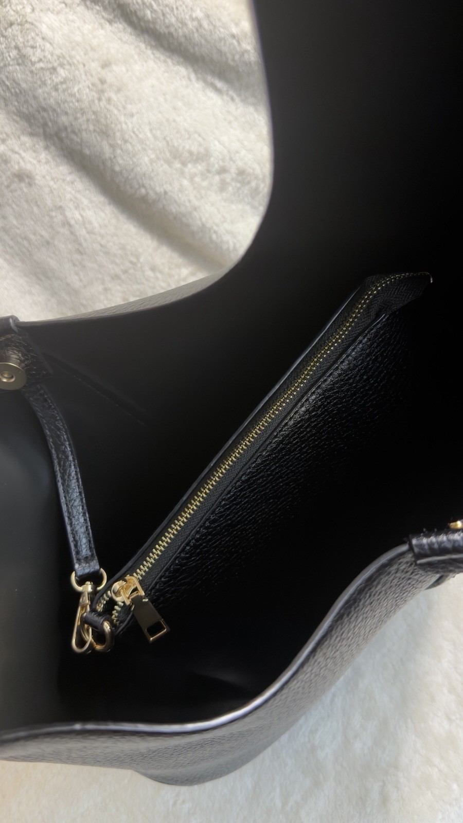 Black Pebbled Leather Slouchy Hobo Bag Minimalist Shoulder Tote With Zip Pouch