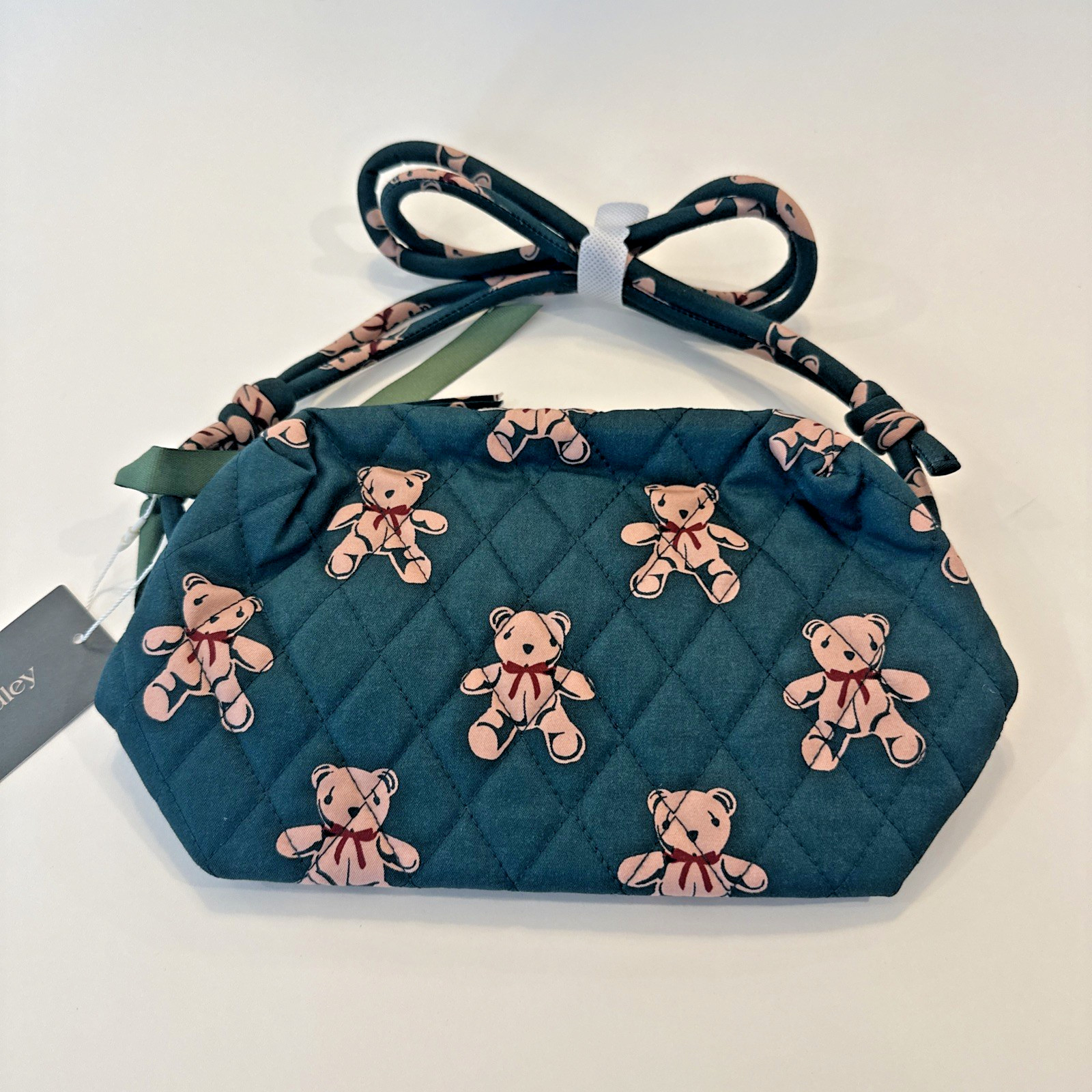 NWT Vera Bradley Blake Crossbody Bear Mosaic NEW Purse Bag Teddy w/ Bow Green