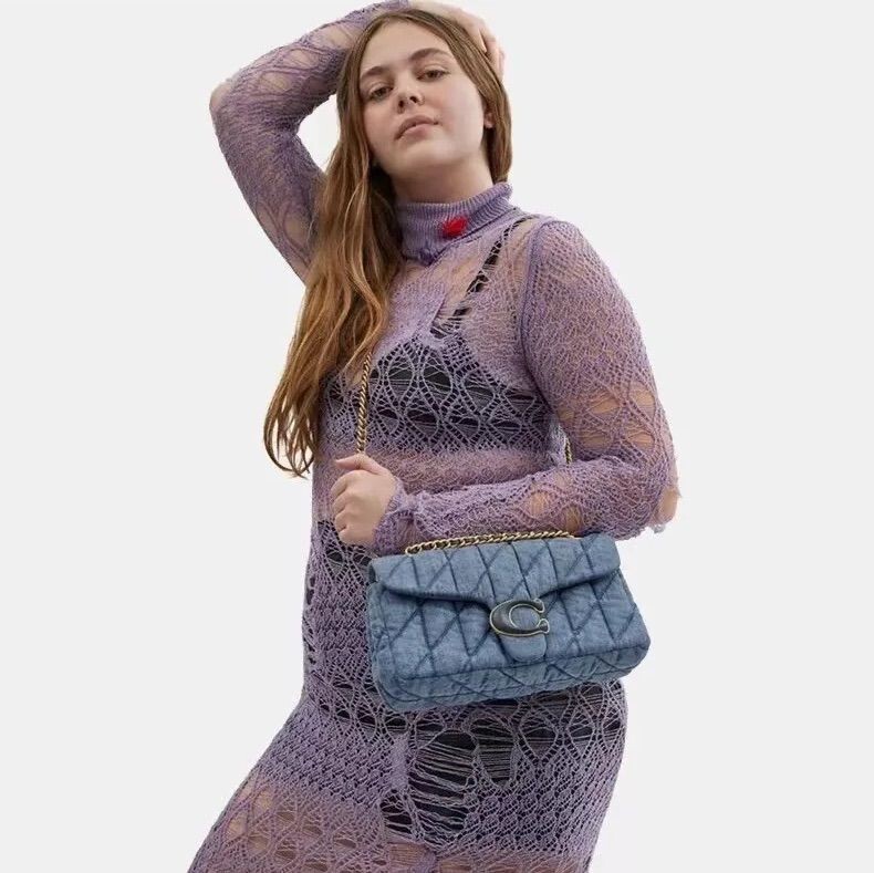 COACH Tabby 26 Quilted Denim Shoulder Bag Indigo Blue CR704 Crossbody Outlet NEW