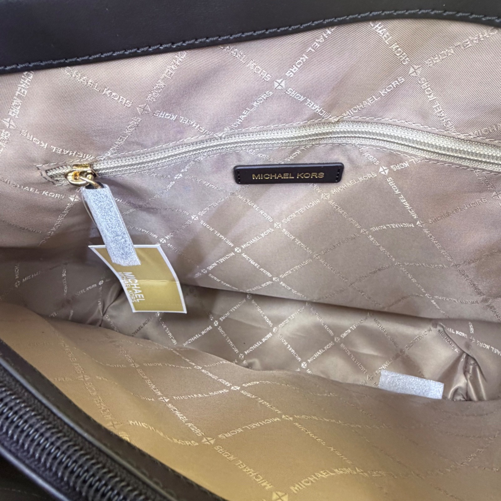Michael Kors Voyager Large Tote MK Logo Signature Bag + Wallet Set Brown Multi