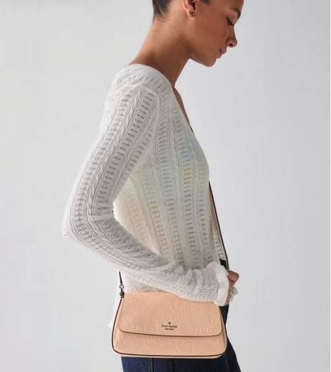 Kate Spade New York Sutton Mini Crossbody Floral Leather Purse – Crisp Peach
