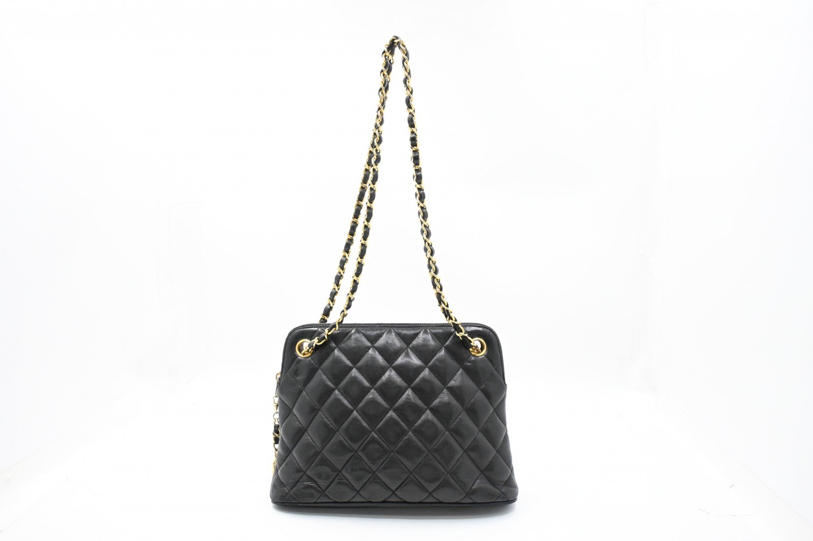 Authentic Chanel Matelassé Chain Shoulder Bag, Black