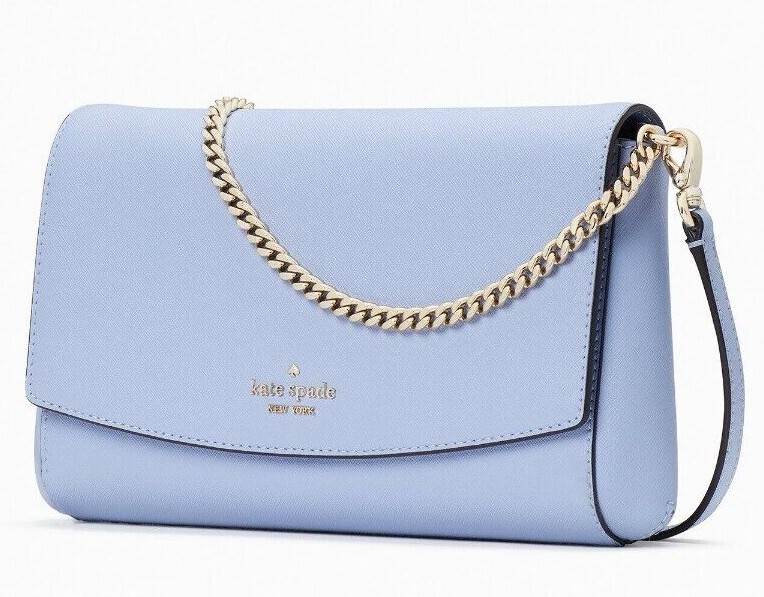 Kate Spade Greer Chain Crossbody Pale Blue Saffiano Leather WKRU6687 NWT $299 FS