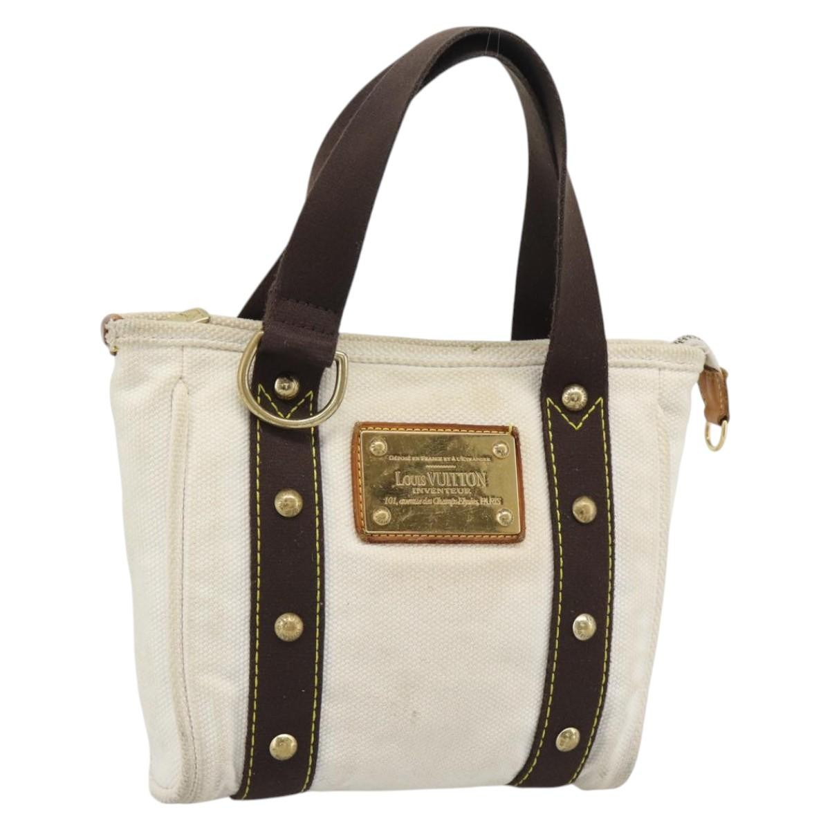 LOUIS VUITTON Antigua Cabas PM Tote Bag White Brown M40036 LV Auth bs36588