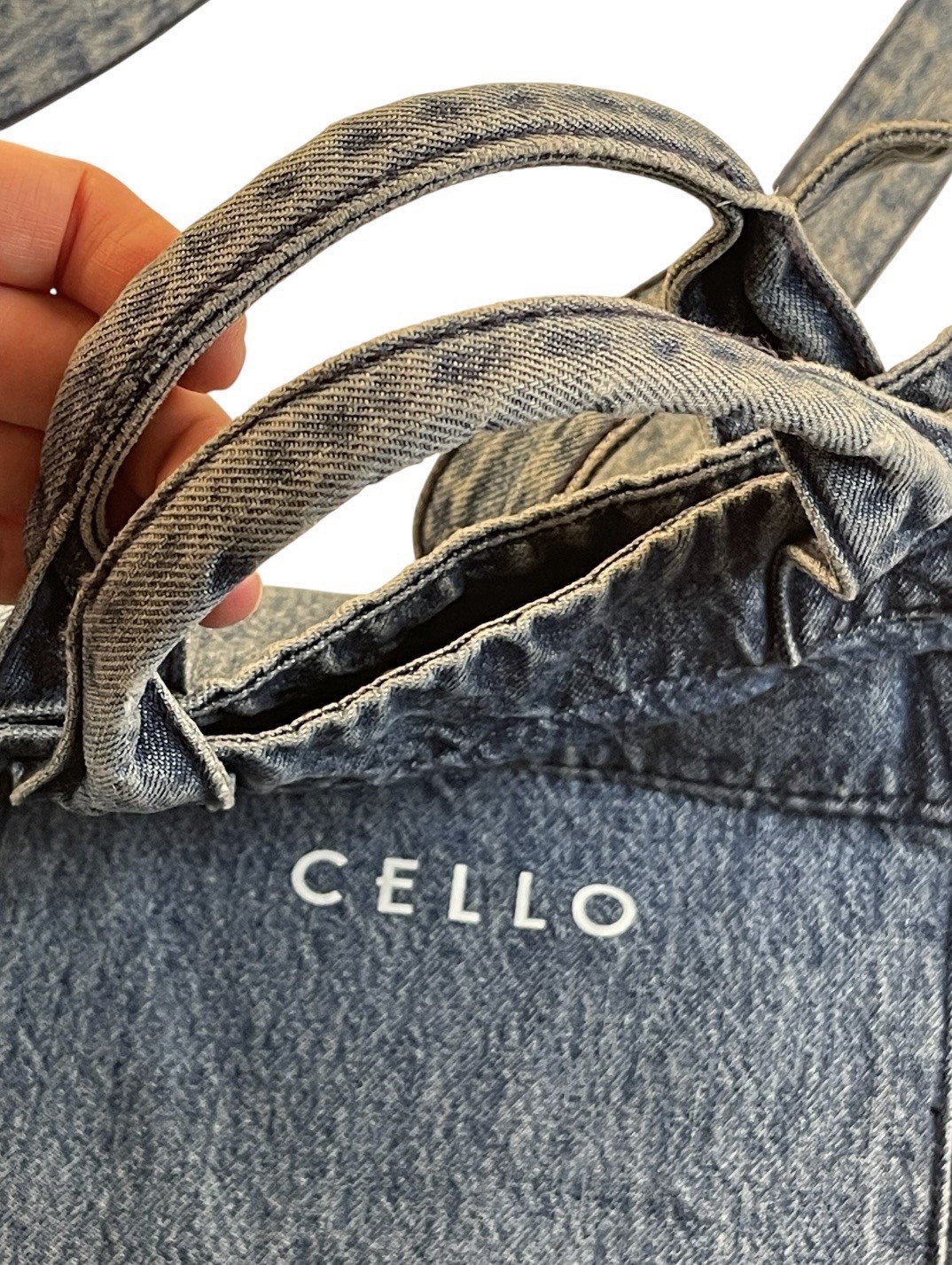 Cello denim blue Jean bag tote purse jeans pockets Medium wash