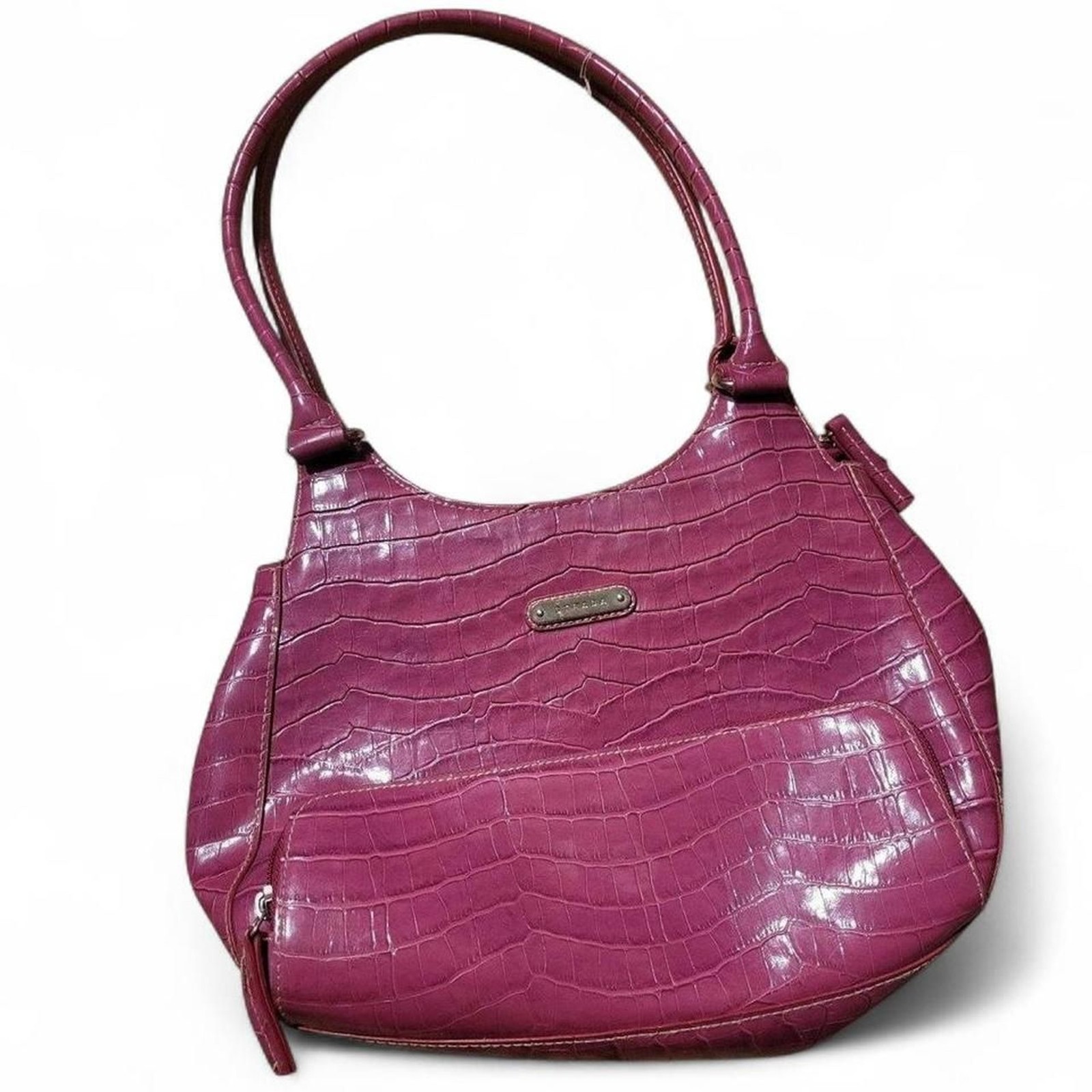 Y2K Strada Dark Magenta Faux Croc Shoulder Purse