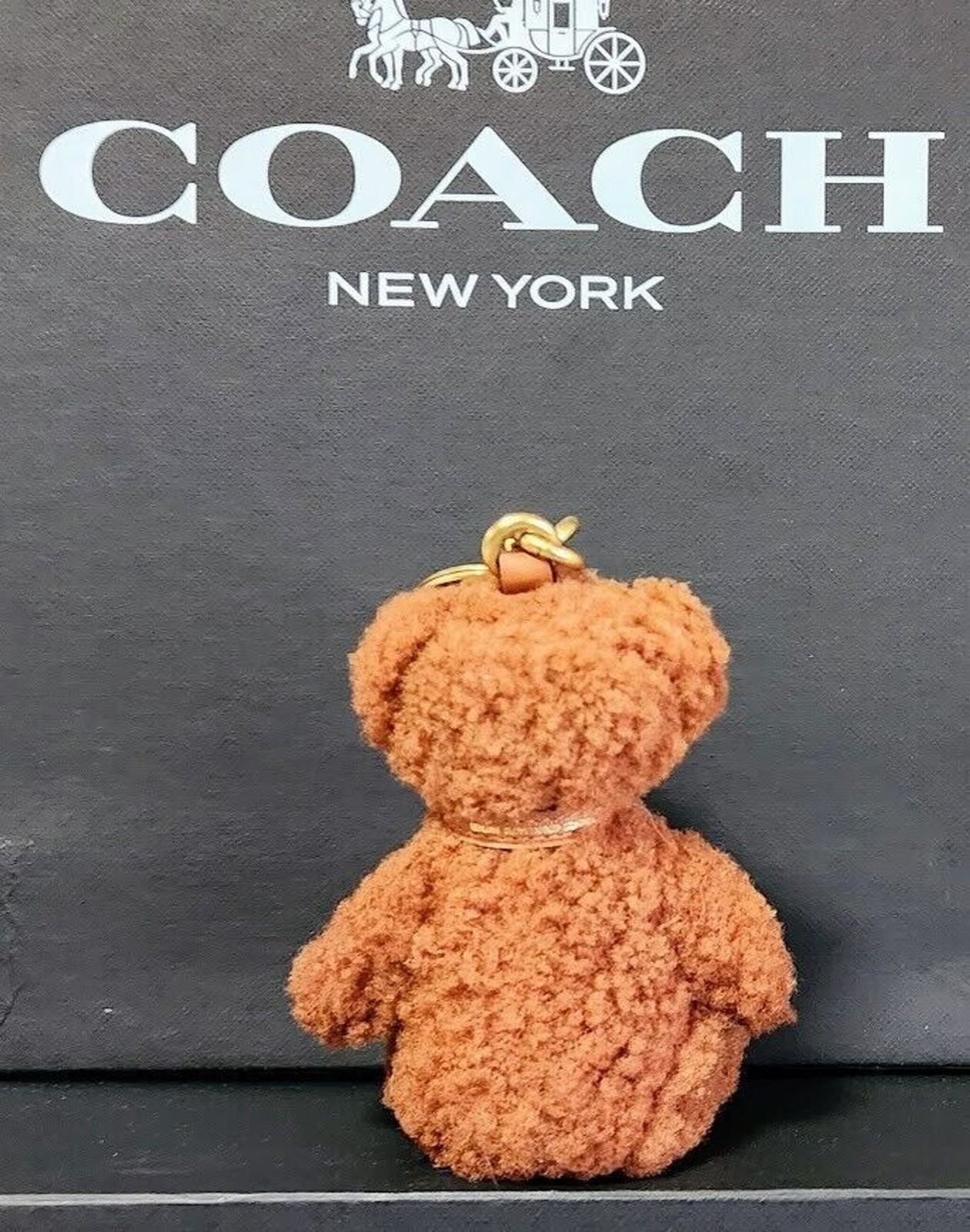 Coach Curly GINGER Gingy Shearling and Leather Teddy Bear Bag Charm ~V/RARE