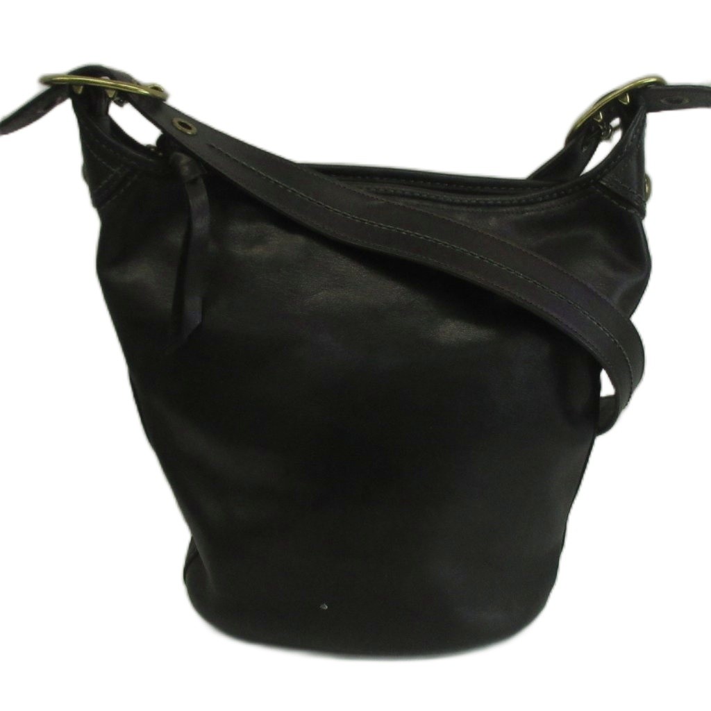 Coach Leather Duffle Shoulder Bag Black Leather AB 27.5cm x 12cm x 32cm