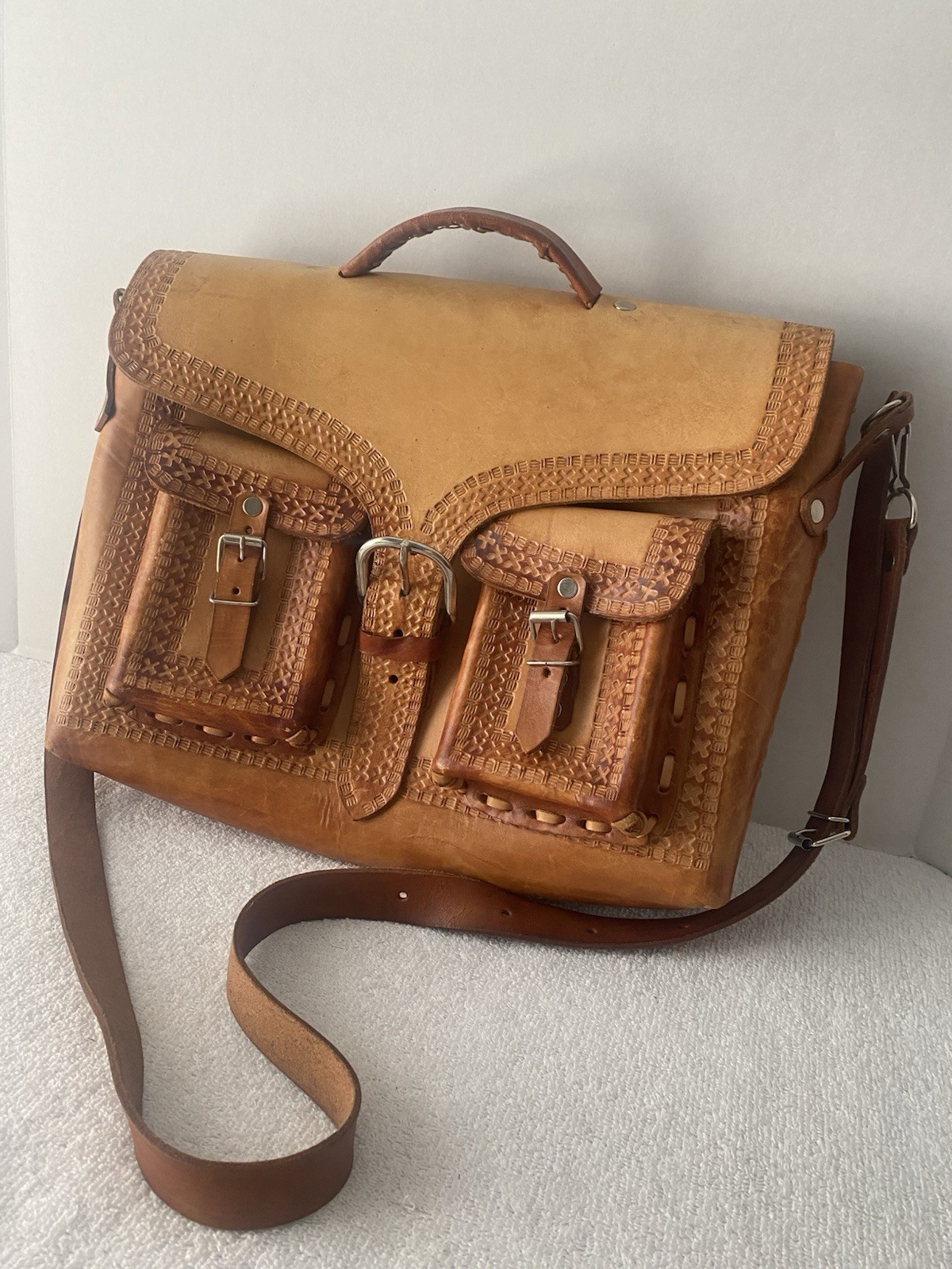 Artisan Genuine Leather Messenger Bag Shoulder Briefcase Laptop Large Unisex
